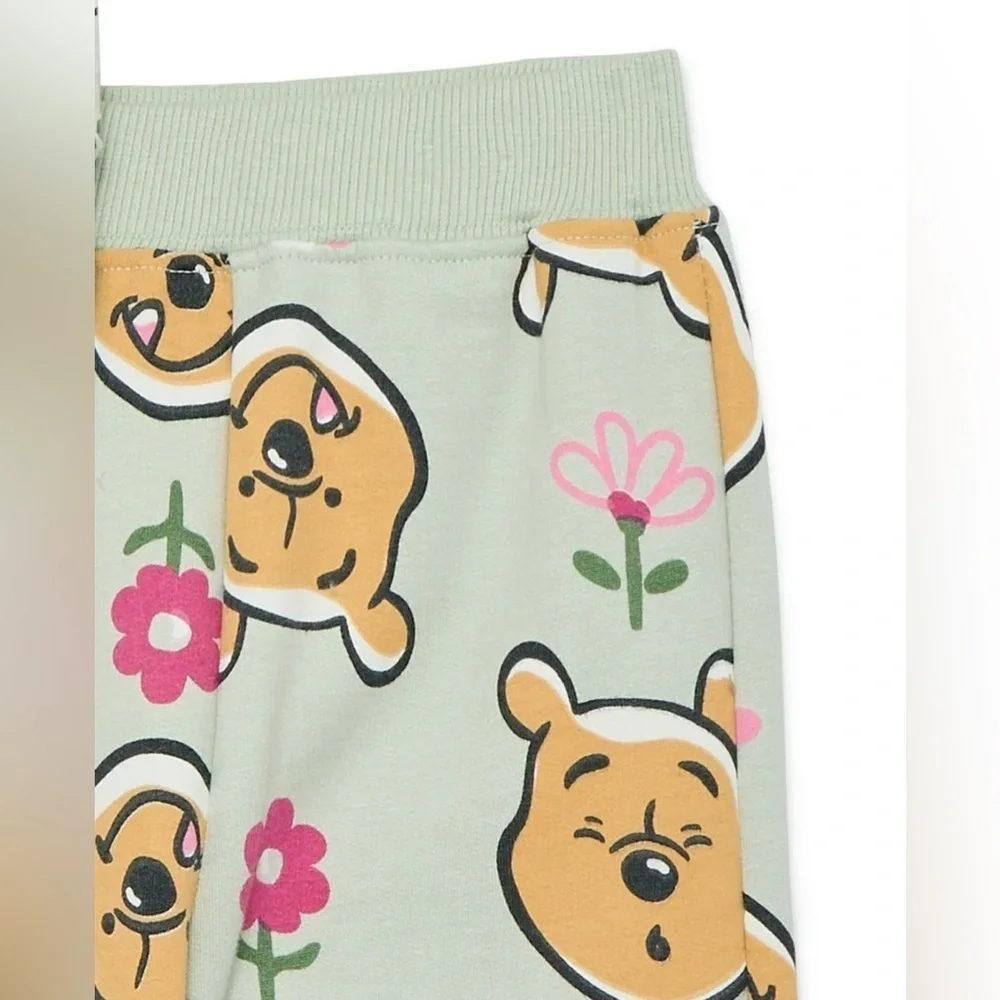 Disney Winnie The Pooh Baby Girls Fleece Crewneck Top And Pants Set 2 Piece 0-3